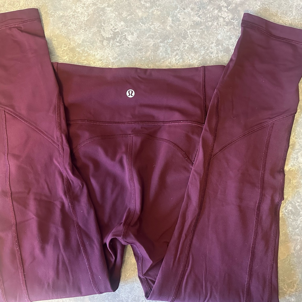 EUC Lululemon All the Right Places burgundy leggings size 6